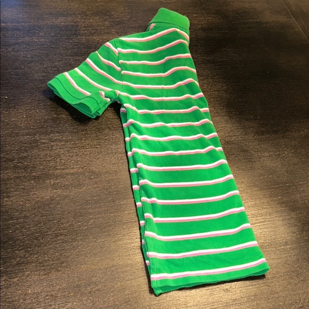 Ralph Lauren Kids Medium 10-12 Boys/Girls Polo in Green and Pink Stripes
